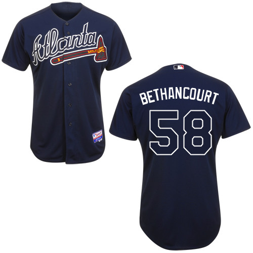Christian Bethancourt #58 Youth Baseball Jersey-Atlanta Braves Authentic Alternate Road Navy Cool Base MLB Jersey
